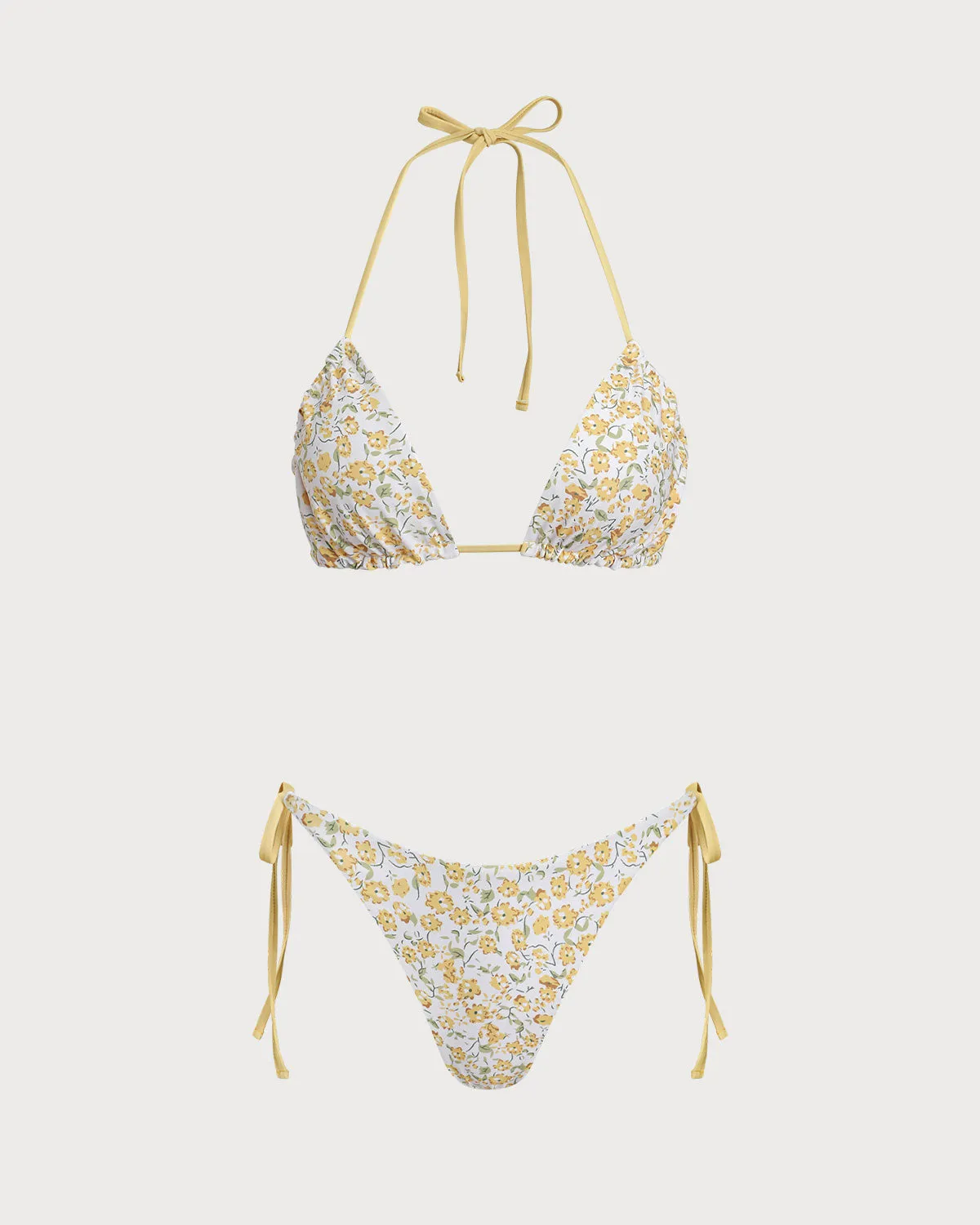 Yellow Floral Triangle Bikini Set sold by rihoas