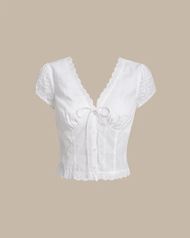White Textured Cap Sleeve Blouse sold by rihoas