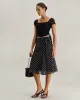 Black Polka Dot Mermaid Midi Skirt sold by rihoas