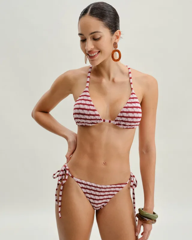 Red Striped Triangle Bikini Set sold by rihoas