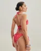Red Floral Drawstring Triangle Bikini Set sold by rihoas