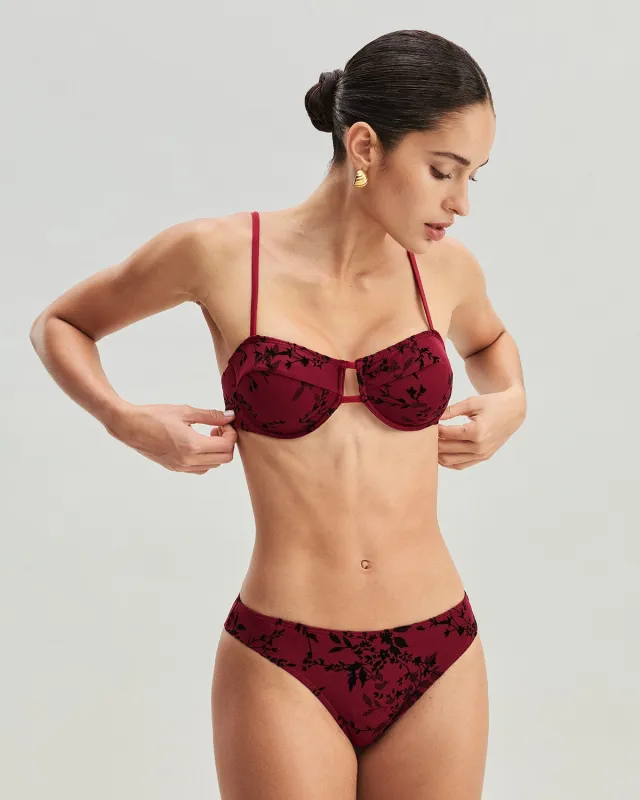 Red Floral Underwire Bikini Set sold by rihoas
