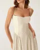 Beige Square Neck Pocket Slip Midi Dress sold by rihoas