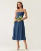 Navy Square Neck Pocket Slip Midi Dress sold by rihoas
