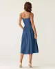 Navy Square Neck Pocket Slip Midi Dress sold by rihoas