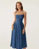 Navy Square Neck Pocket Slip Midi Dress sold by rihoas