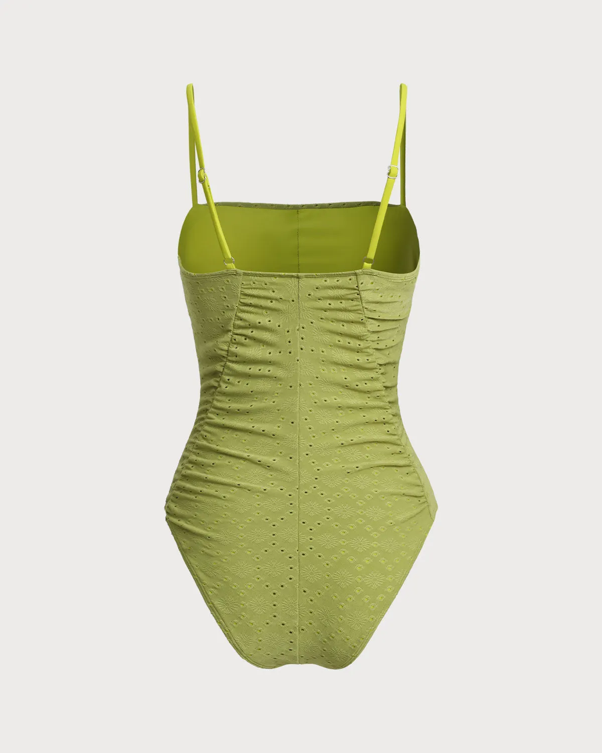 Green Jacquard Bralette One-Piece Swimsuit sold by rihoas product image thumbnail 2