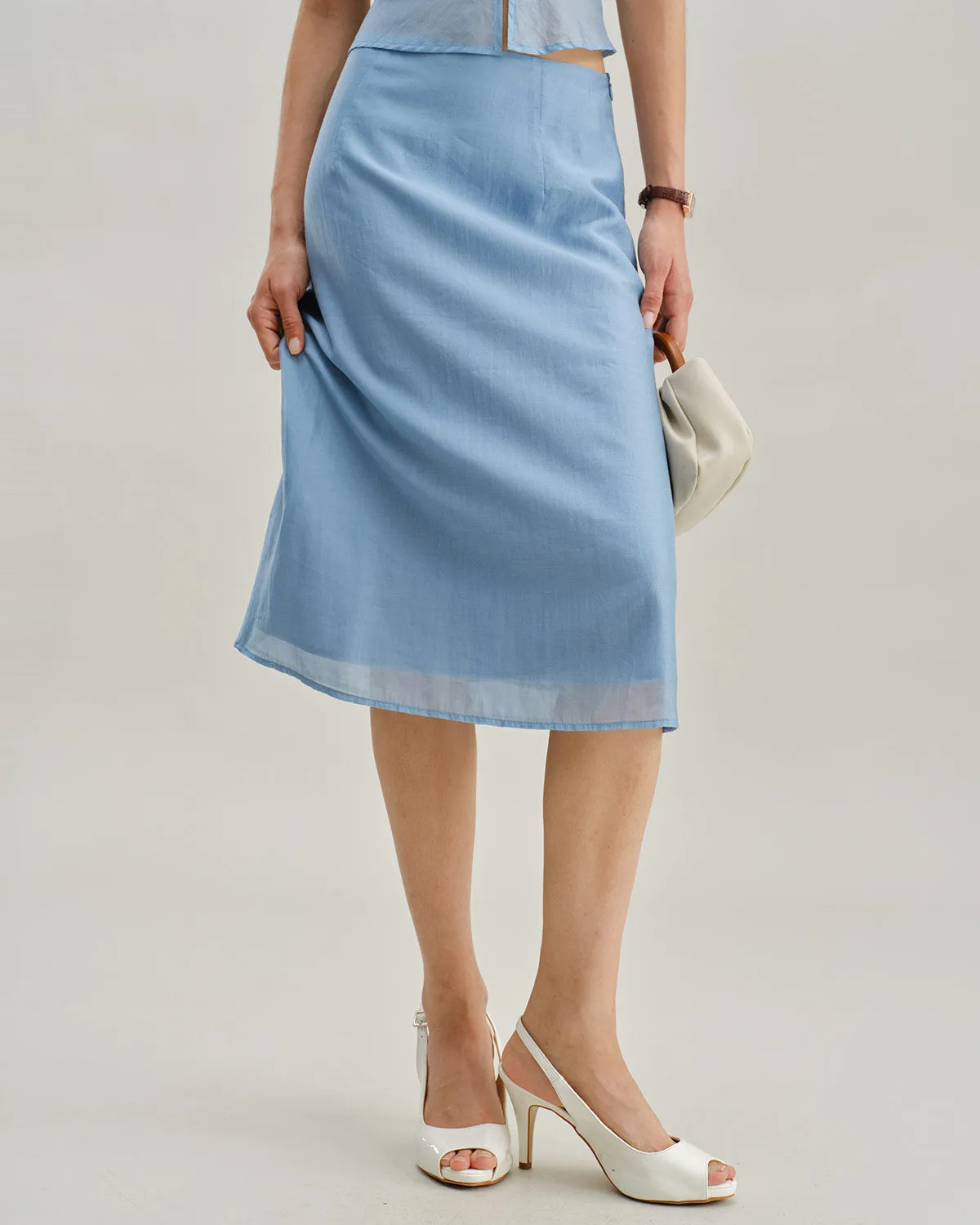 Blue Zipper A-Line Skirt sold by rihoas product image thumbnail 2