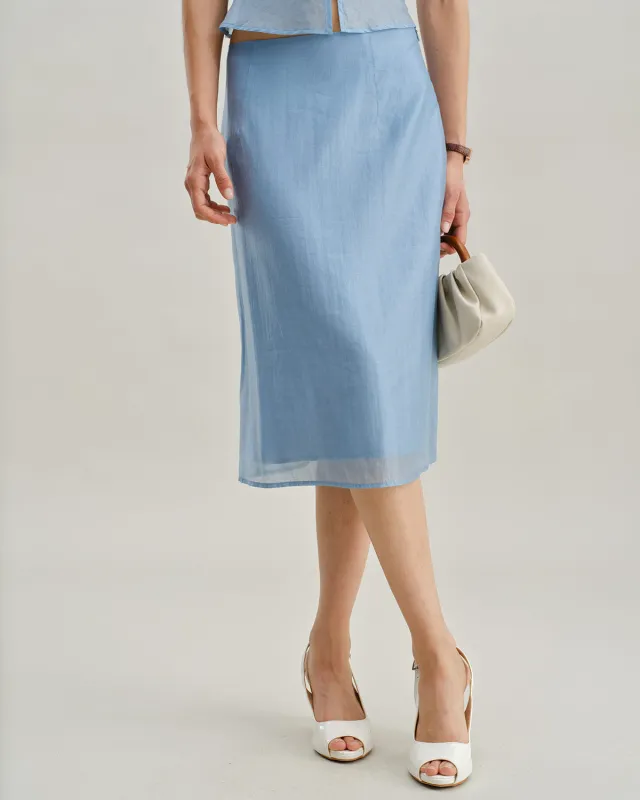 Blue Zipper A-Line Skirt sold by rihoas