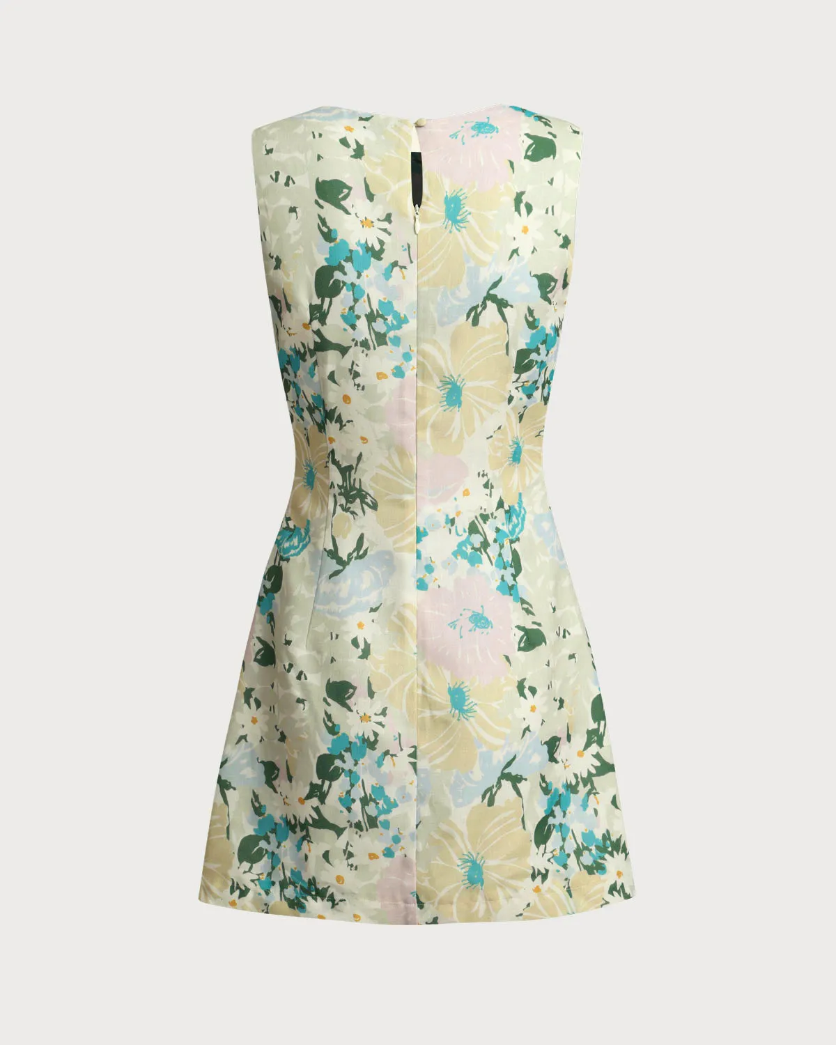 Green Floral Plant Sleeveless Mini Dress sold by rihoas product image thumbnail 2
