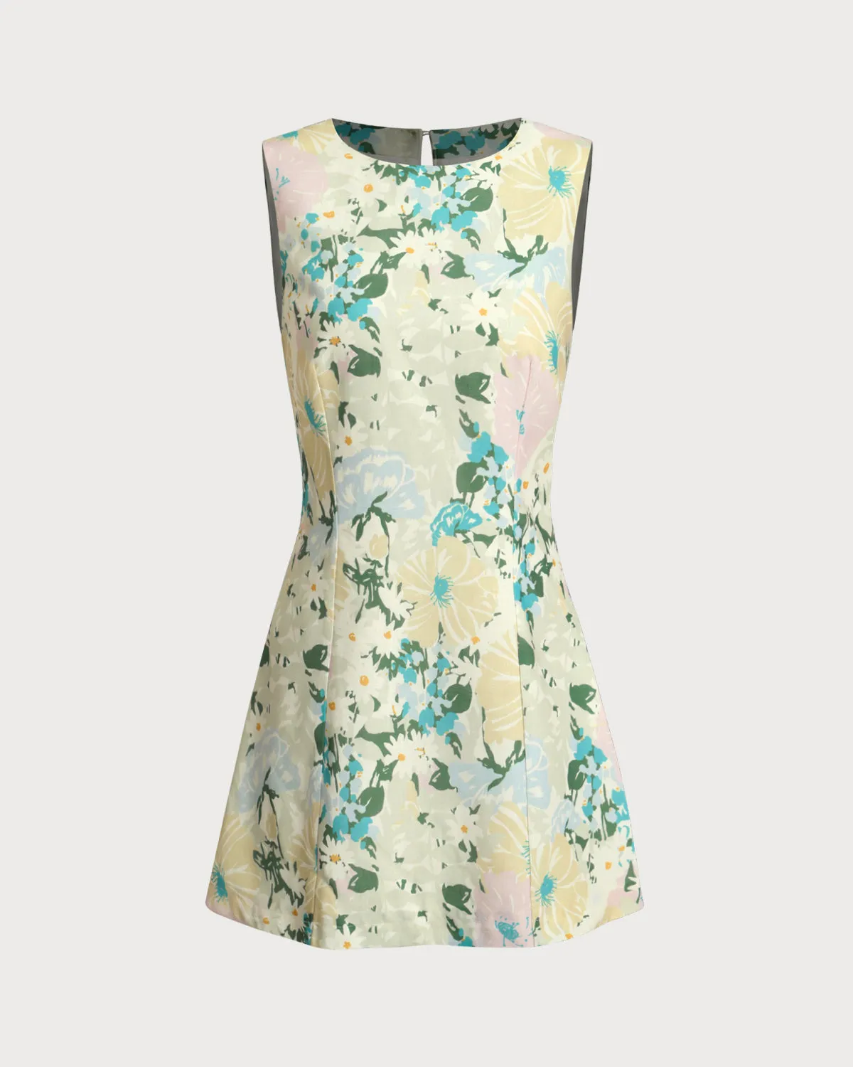 Green Floral Plant Sleeveless Mini Dress sold by rihoas