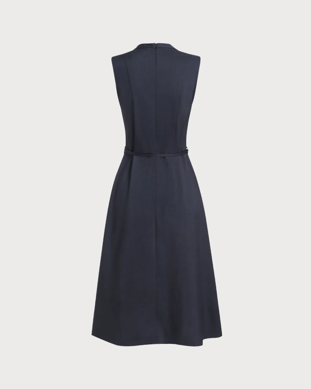 Navy Mock Neck High Waist Midi Dress sold by rihoas product image thumbnail 2