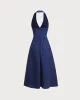 Blue Polka Dot Halter Maxi Dress sold by rihoas
