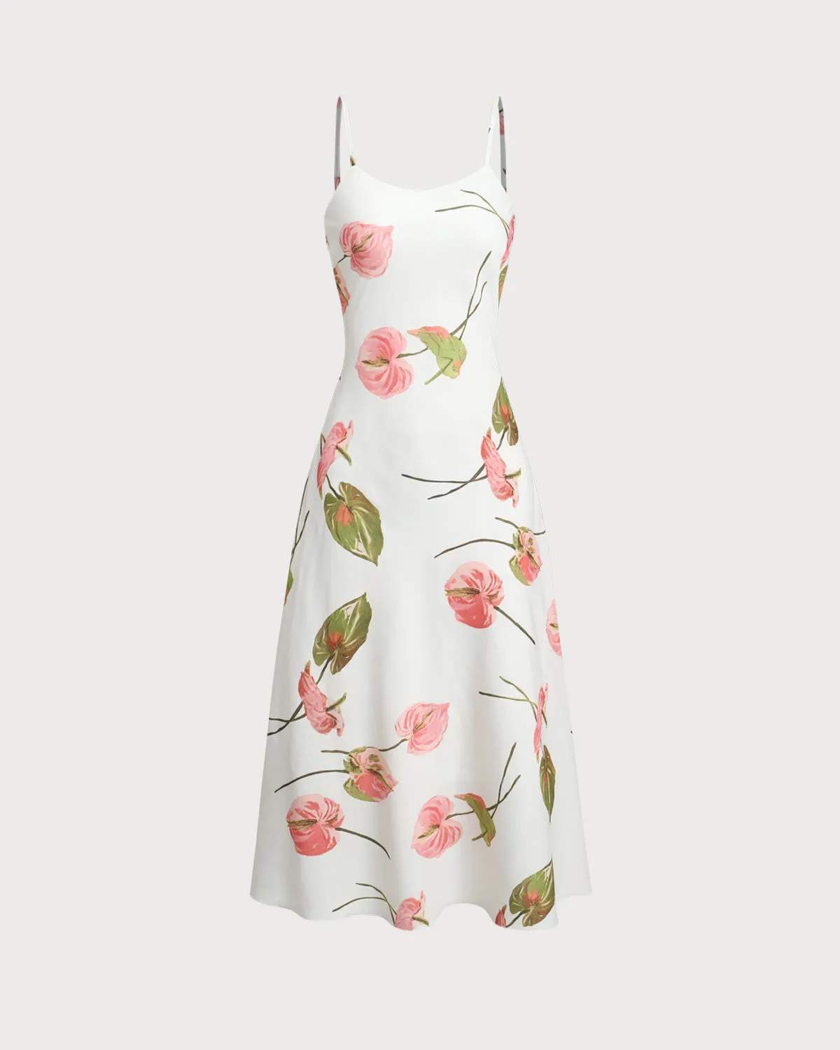 White Floral Slip Midi Dress sold by rihoas