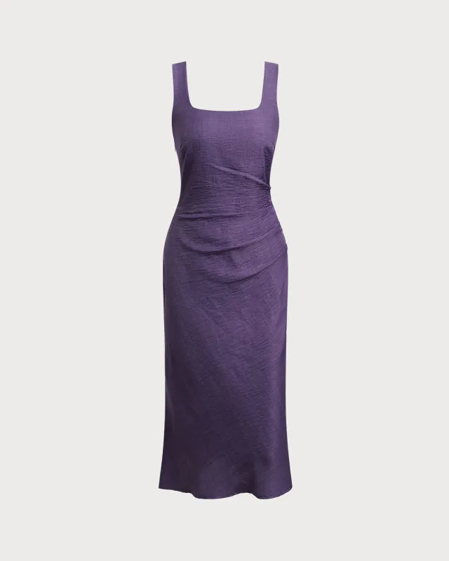 Purple Square Neck Slip Midi Dress made by rihoas