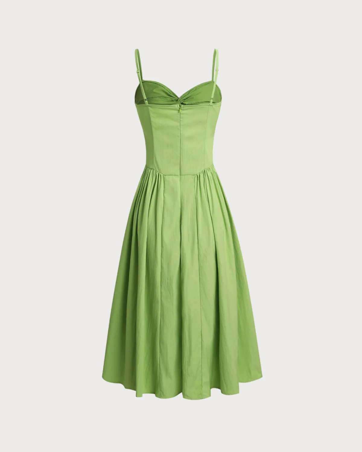 Green Sweetheart Neck Slip Midi Dress sold by rihoas product image thumbnail 2