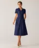 Navy Pocket Short Sleeve Midi Dress sold by rihoas