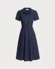 Navy Pocket Short Sleeve Midi Dress sold by rihoas