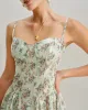 Green Floral Sweetheart Neck Slip Midi Dress sold by rihoas