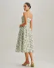 Green Floral Sweetheart Neck Slip Midi Dress sold by rihoas