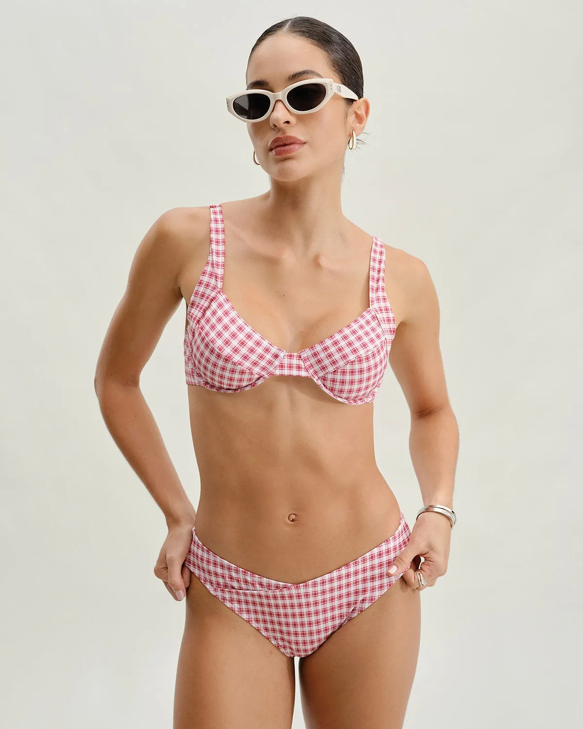 Red Plaid Underwire Bikini Set sold by rihoas