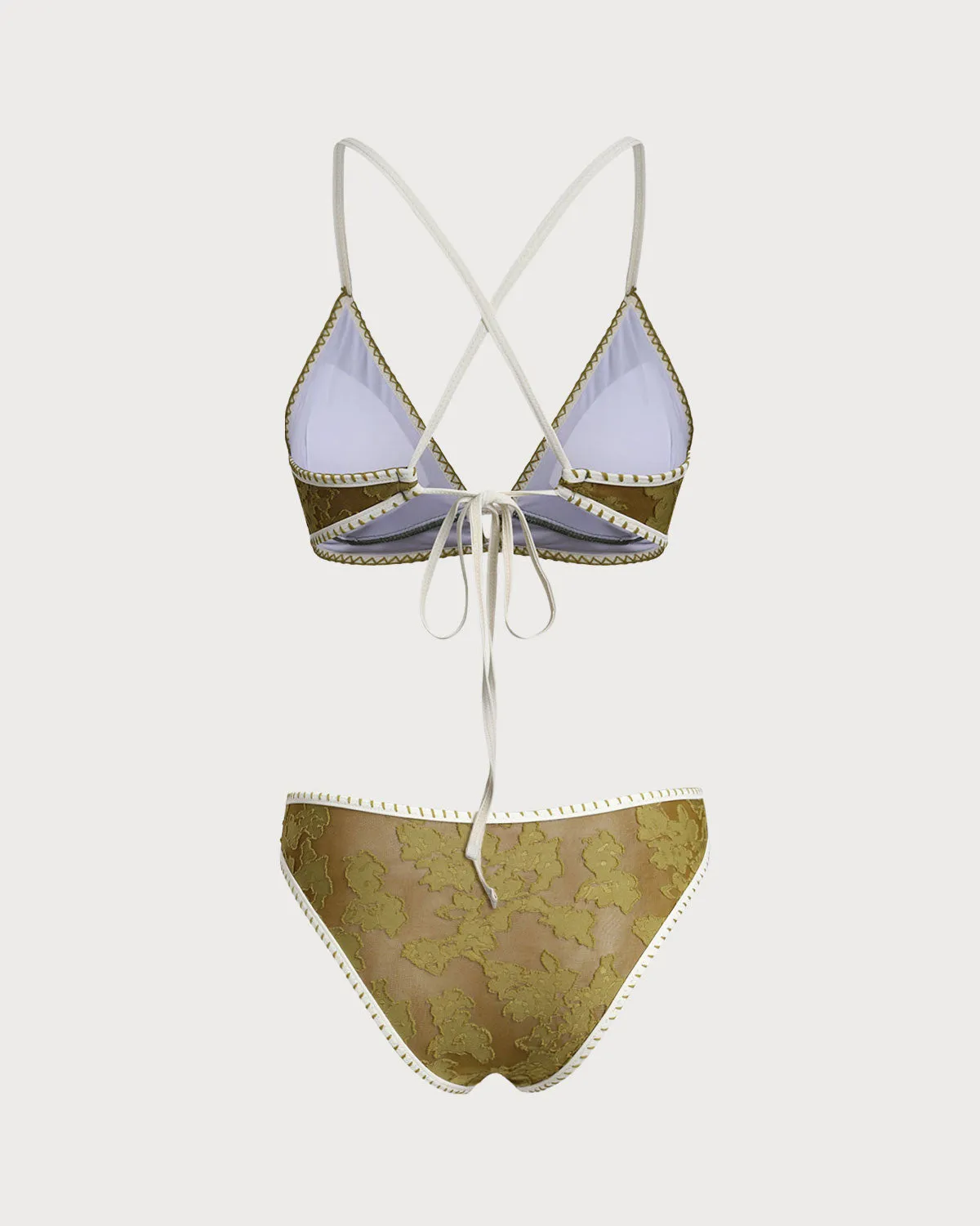 Green Floral Tie-back Triangle Bikini Set sold by rihoas product image thumbnail 2