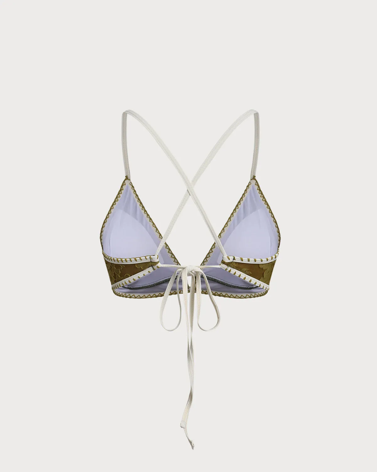 Green Floral Tie-back Triangle Bikini Set sold by rihoas product image thumbnail 4