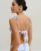 White Floral Tie Strap Triangle Bikini Set sold by rihoas