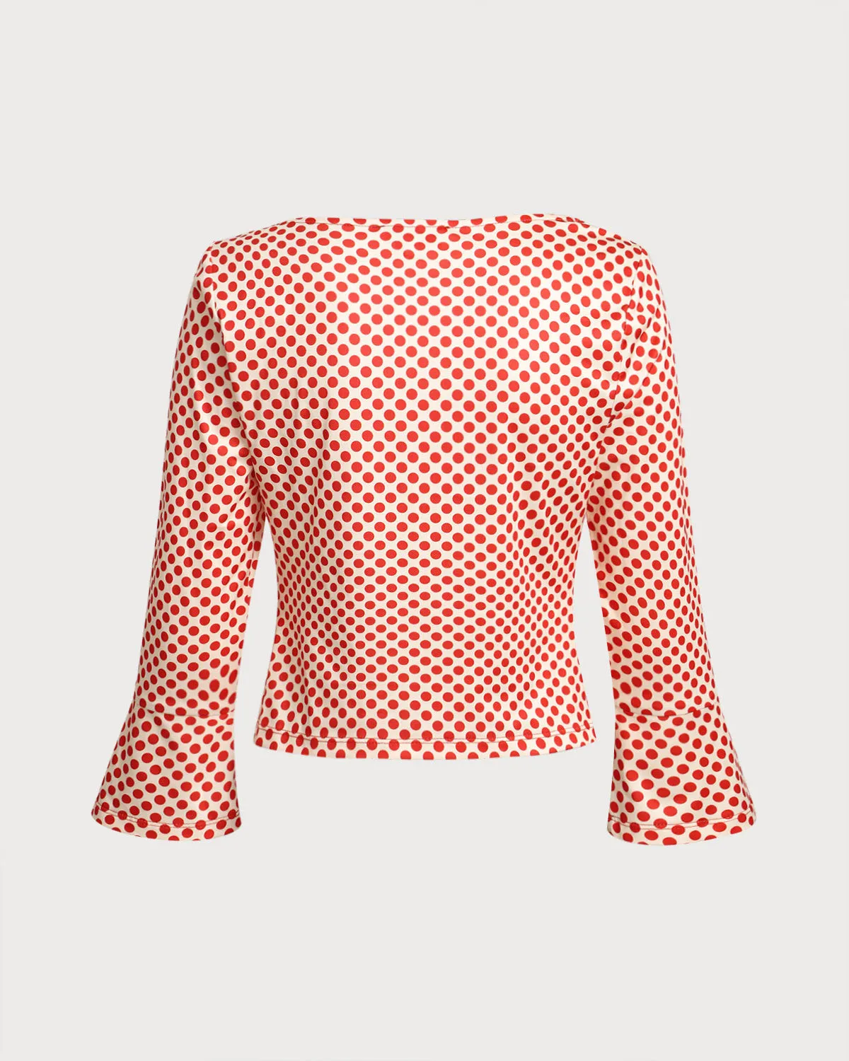 Red Polka Dot U-Neck Bell Sleeve Tee sold by rihoas product image thumbnail 2