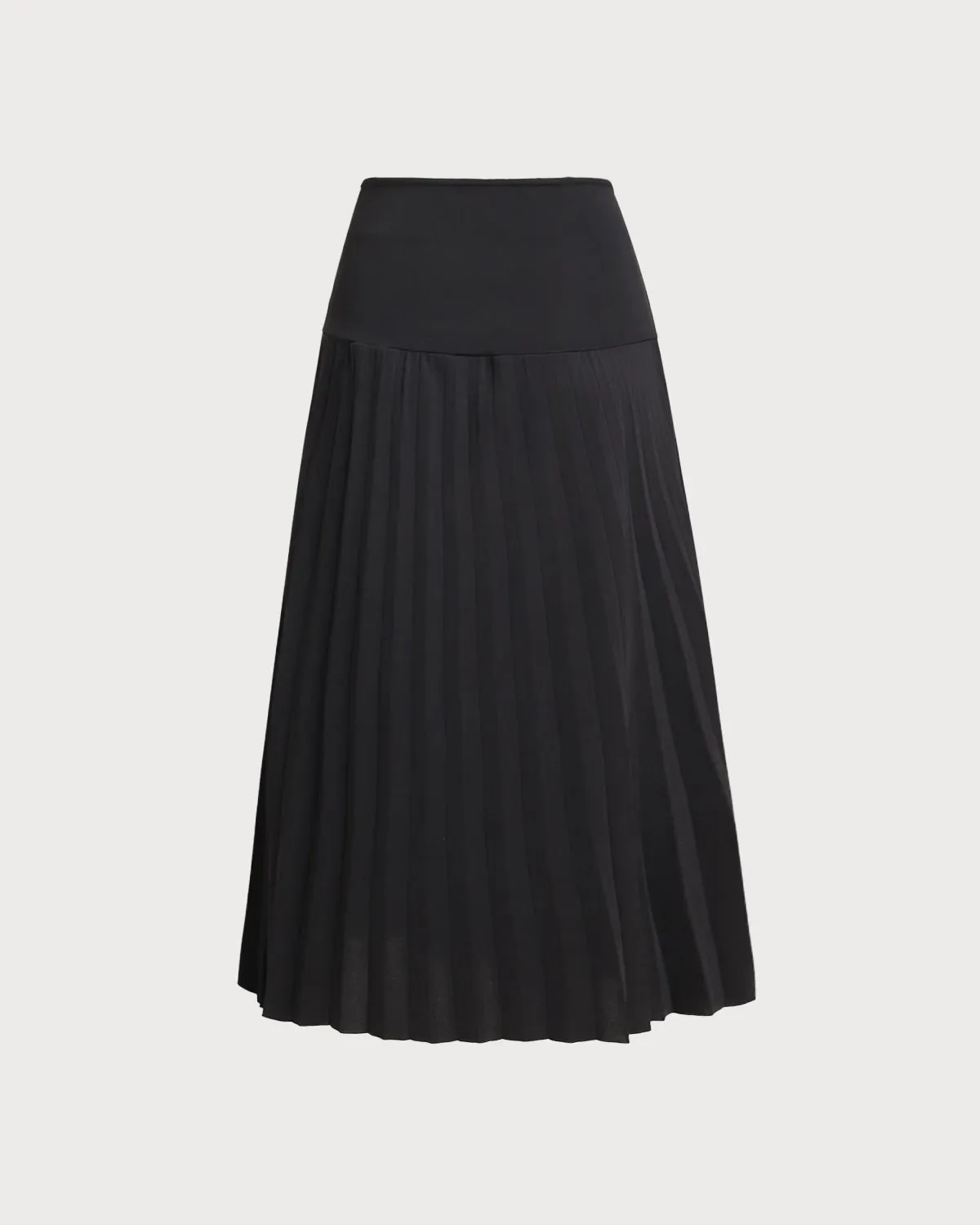 Black Elastic Waist Pleated Midi Skirt sold by rihoas