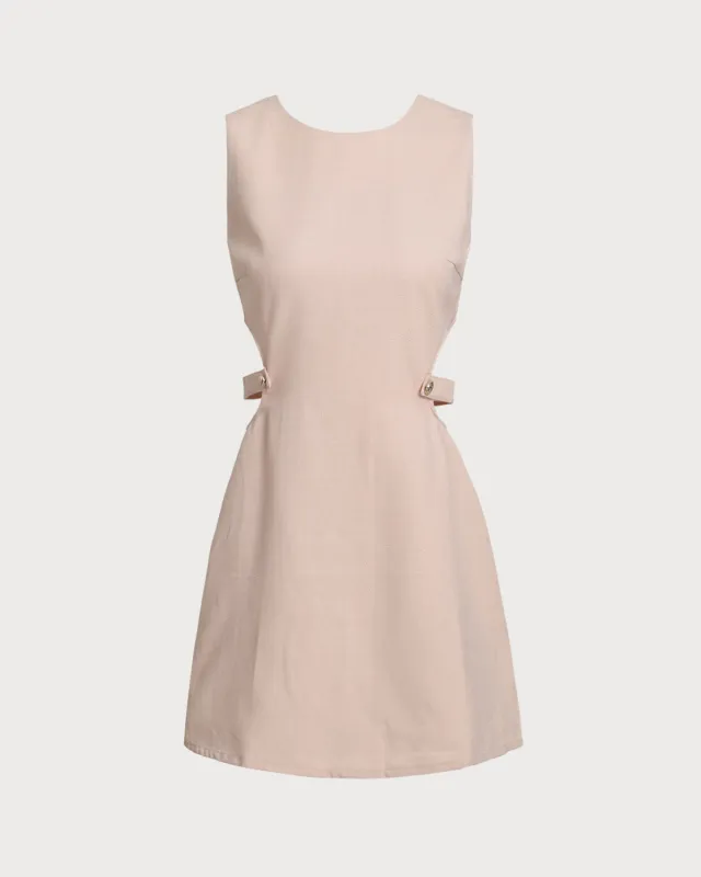 Pink Boat Neck Cut Out Sleeveless Mini Dress sold by rihoas