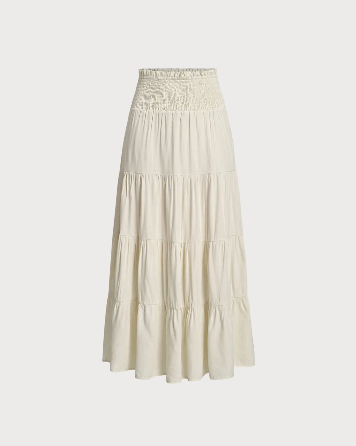 Apricot Shirred Ruffle Tiered Skirt sold by rihoas