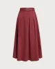 Red Belt Flared Midi Skirt sold by rihoas