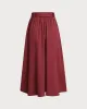 Red Belt Flared Midi Skirt sold by rihoas