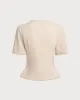 Beige V Neck Pleated Button Blouse sold by rihoas