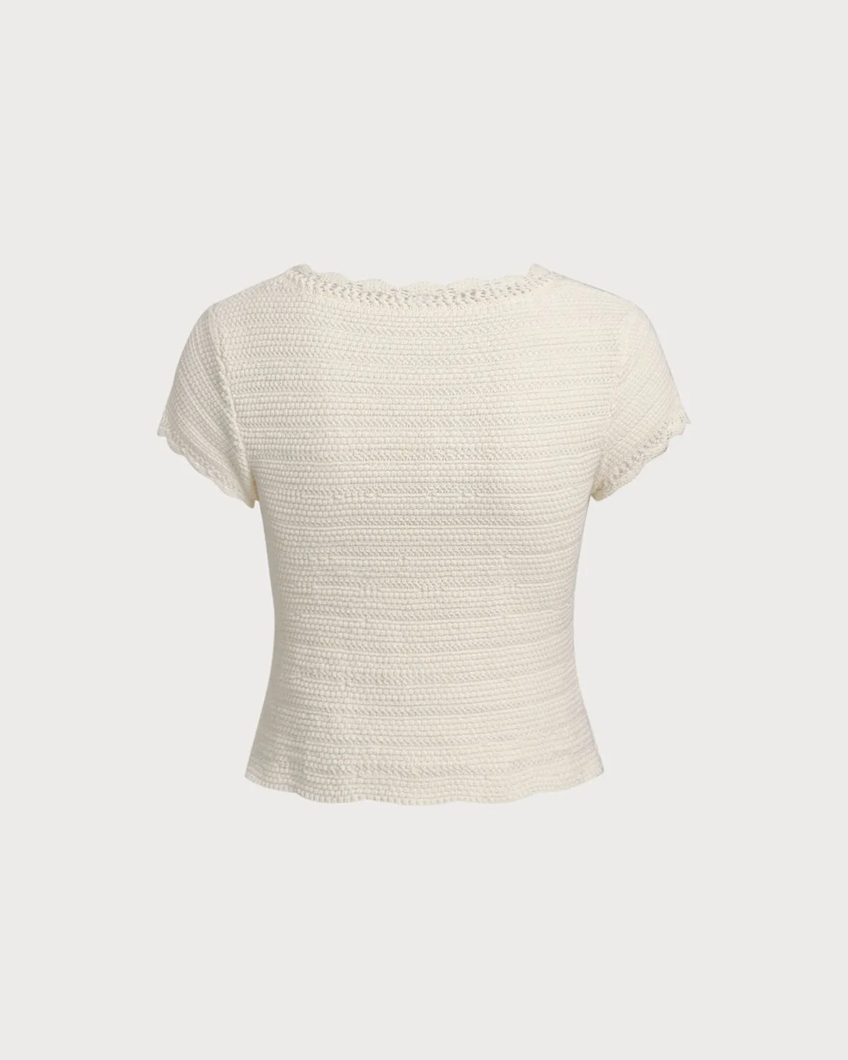 Beige U Neck Textured Cardigan sold by rihoas product image thumbnail 2