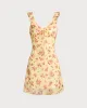 Yellow Floral Ruffle Sleeveless Mini Dress sold by rihoas