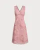 Pink Floral V Neck Sleeveless Midi Dress sold by rihoas