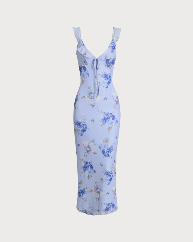 Black Floral Bodycon Slip Maxi Dress sold by rihoas