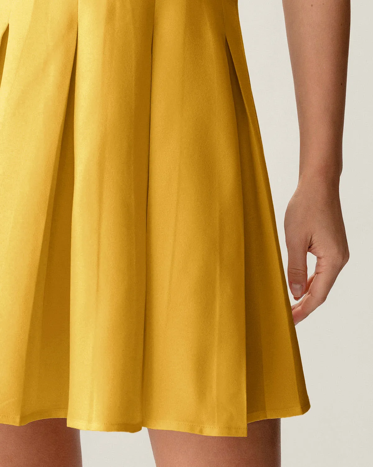 Yellow Button Pleated Mini Dress sold by rihoas product image thumbnail 3