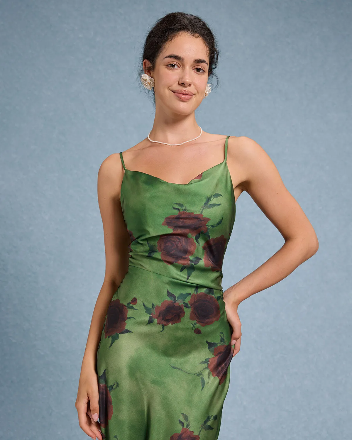 Green Floral Slip Midi Dress sold by rihoas product image thumbnail 2