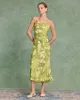 Green Floral A-Line Slip Midi Dress sold by rihoas