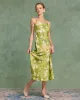 Green Floral A-Line Slip Midi Dress sold by rihoas
