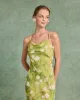 Green Floral A-Line Slip Midi Dress sold by rihoas