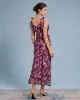 Purple Floral Ruffle Tie Strap Maxi Dress sold by rihoas