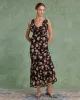 Black Floral Ruffle Sleeveless Maxi Dress sold by rihoas