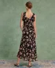 Black Floral Ruffle Sleeveless Maxi Dress sold by rihoas