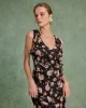 Black Floral Ruffle Sleeveless Maxi Dress sold by rihoas