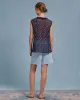 Blue Floral V Neck Button Tank Top sold by rihoas