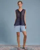 Blue Floral V Neck Button Tank Top sold by rihoas